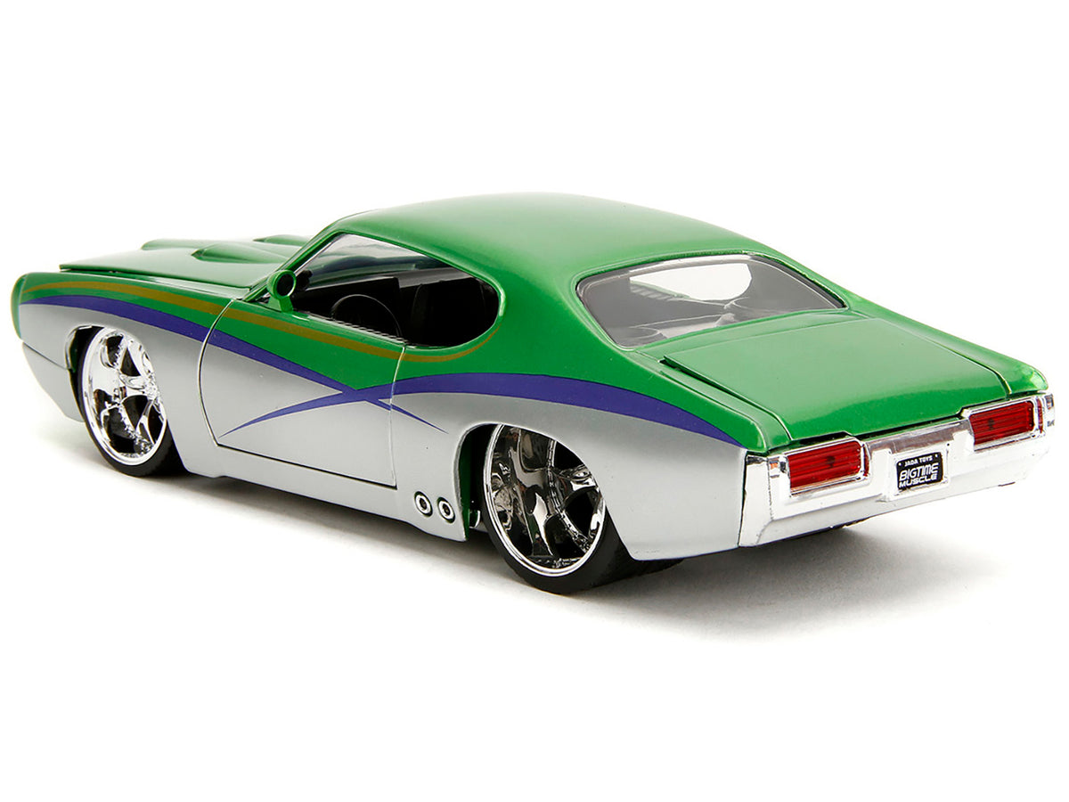 1969 Pontiac GTO Judge Green Metallic and Silver with Stripes "Bigtime Muscle" Series 1/24 Diecast Model Car