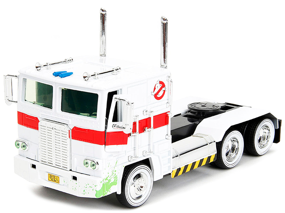G1 Autobot Optimus Prime Truck White with Robot on Chassis from "Transformers" TV Series - "Ghostbusters" (1984) Movie Crossover "Hollywood Rides" Series 1/24 Diecast Model