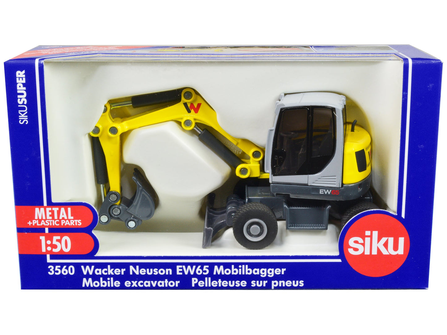 Wacker Neuson EW65 Mobile Excavator Yellow and Gray 1/50 Diecast Model