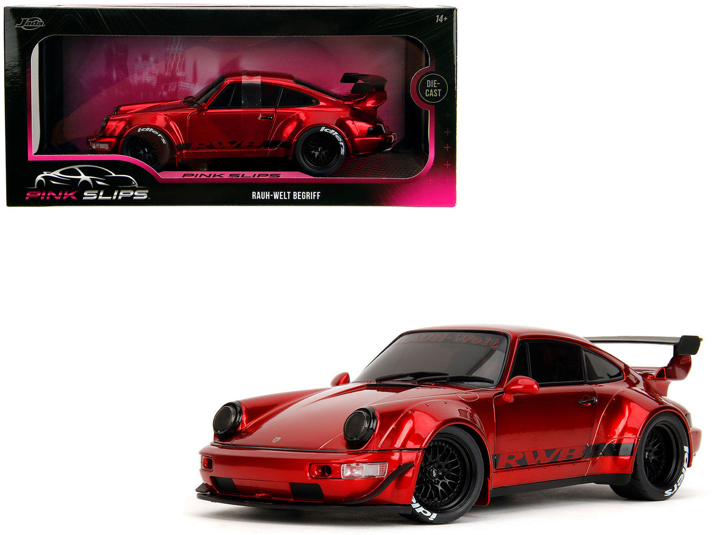 RWB Body Kit Red Metallic with Black Stripes "Pink Slips" Series 1/18 Diecast Model Car