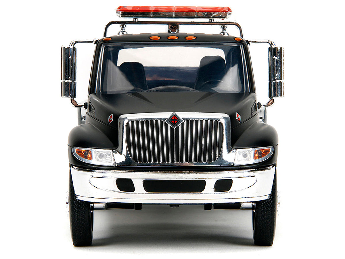 International DuraStar 4400 Flatbed Tow Truck Matt Black 1/24 Diecast Model Car