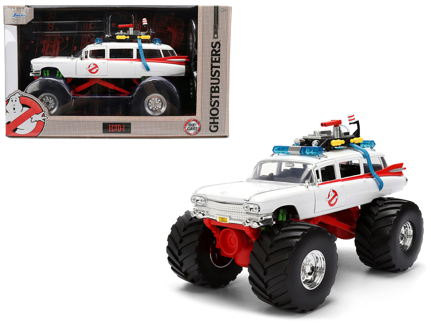 1959 Cadillac Ambulance Ecto-1 "Ghostbusters" (1984) Movie Monster Truck Version "Hollywood Rides" Series 1/24 Diecast Model Car