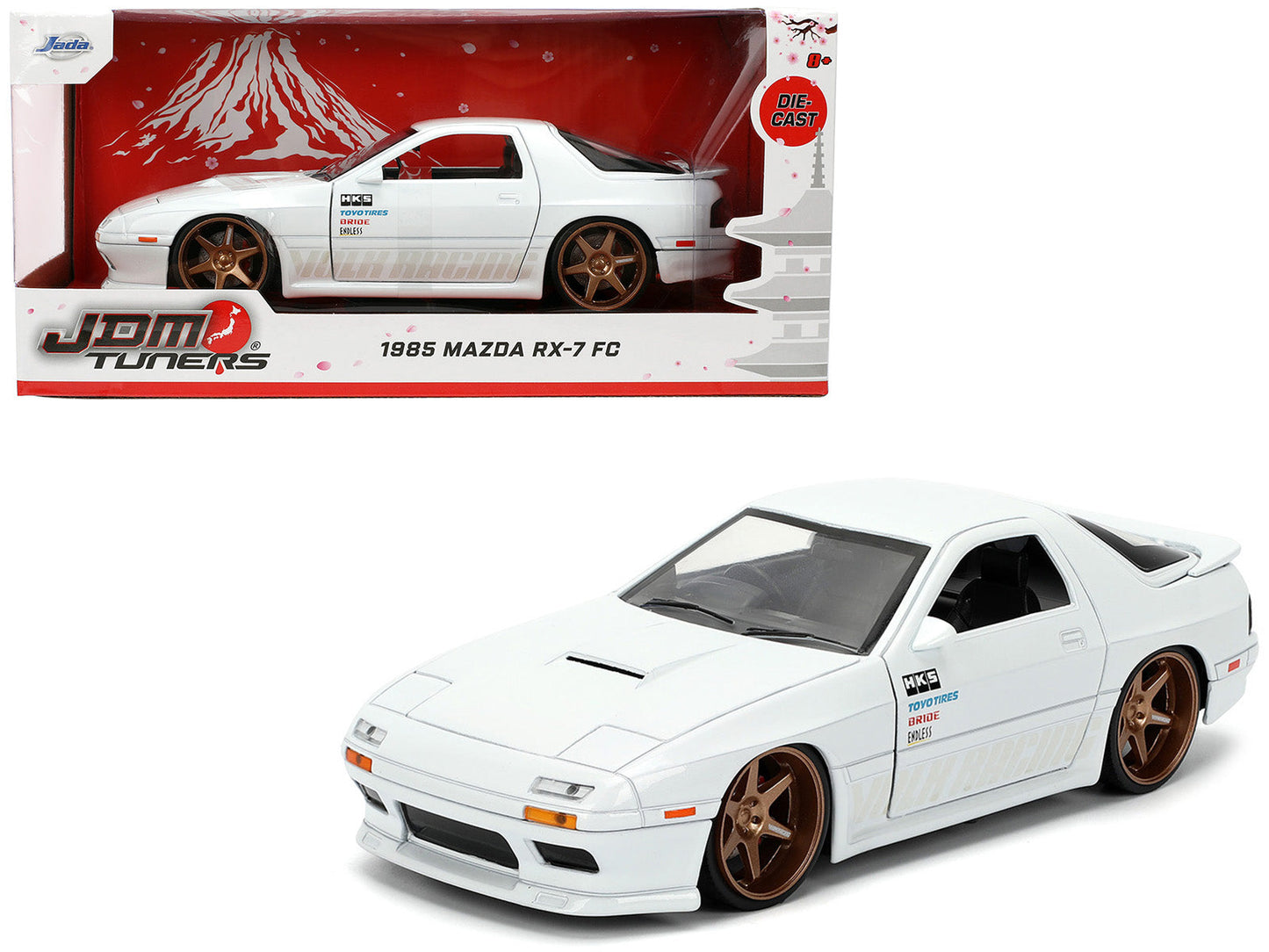 1985 Mazda RX-7 White "JDM Tuners" Series 1/24 Diecast Model Car