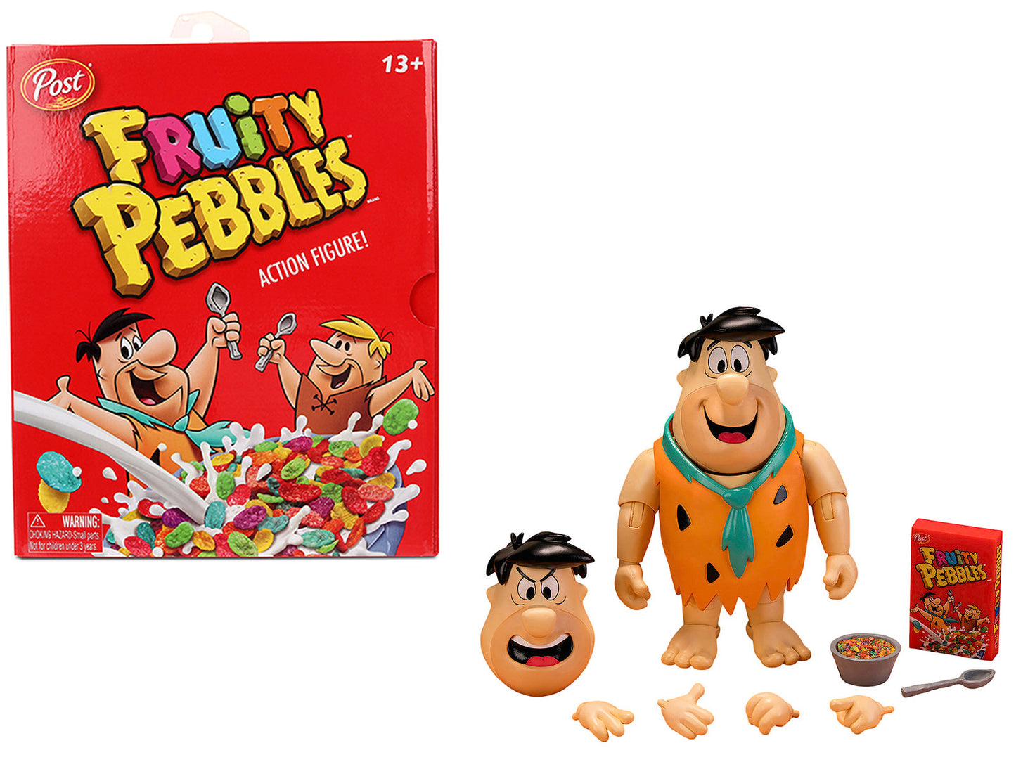 Fred Flintstone 6" Moveable Figure with Accessories and Alternate Head and Hands "The Flintstones - Post Fruity Pebbles" Model