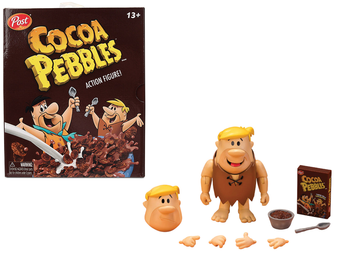 Barney Rubble 4.5" Moveable Figure with Accessories and Alternate Head and Hands "The Flintstones - Post Cocoa Pebbles" Model
