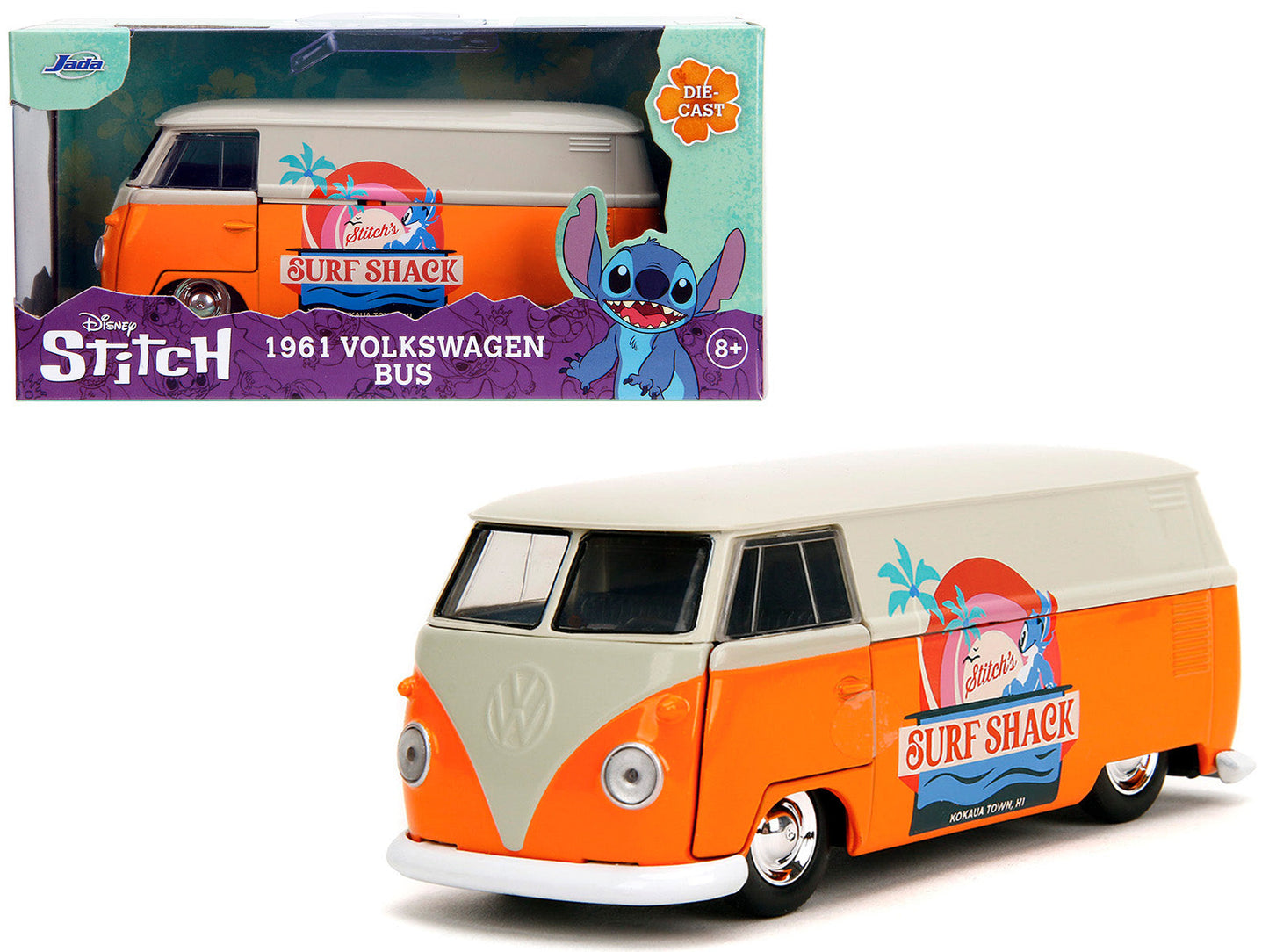 1961 Volkswagen Bus "Stitch's Surf Shack" Orange and Gray "Disney's Stitch" "Hollywood Rides" Series 1/32 Diecast Model Car