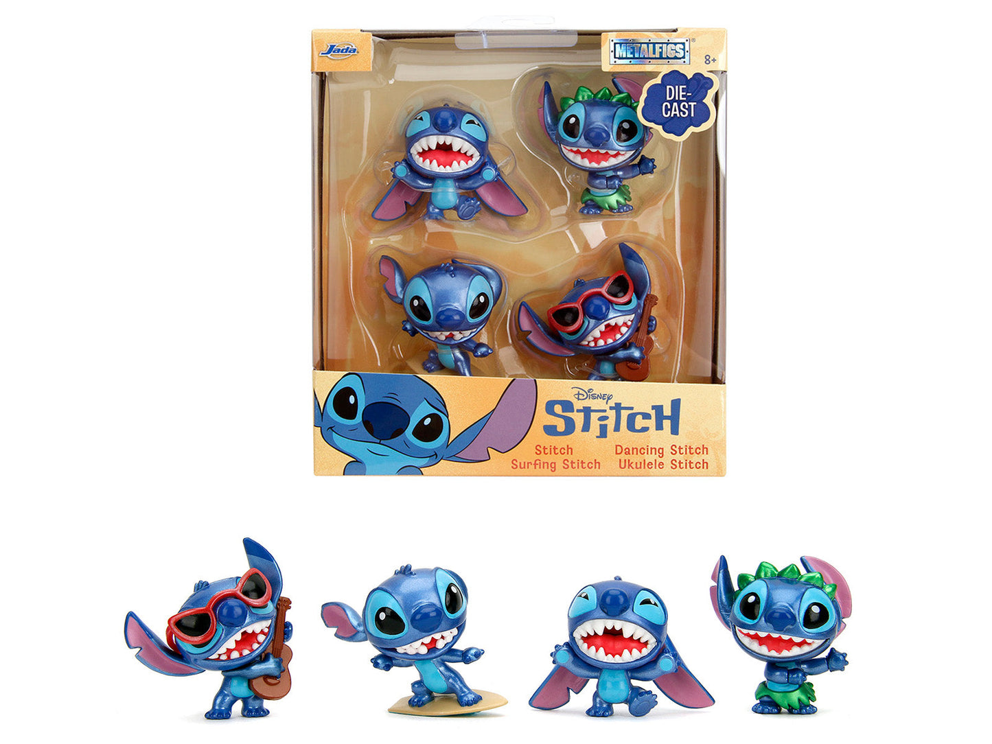 Set of 4 Diecast Figures "Disney's Stitch" "Metalfigs" Series Diecast Models