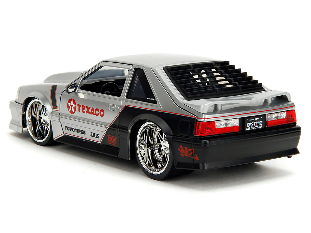 1989 Ford Mustang GT "Texaco" Silver Metallic and Matt Black "Bigtime Muscle" Series 1/24 Diecast Model Car