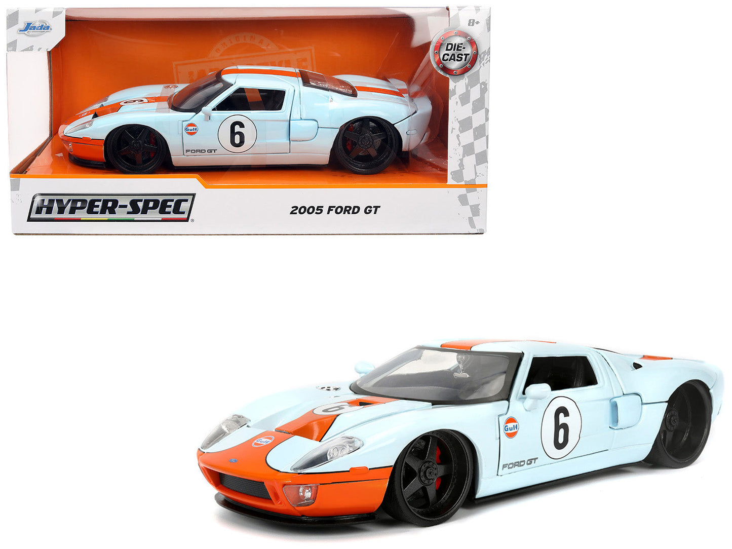 2005 Ford GT #6 "Gulf Oil" Light Blue with Orange Stripes "Hyper-Spec" Series 1/24 Diecast Model Car