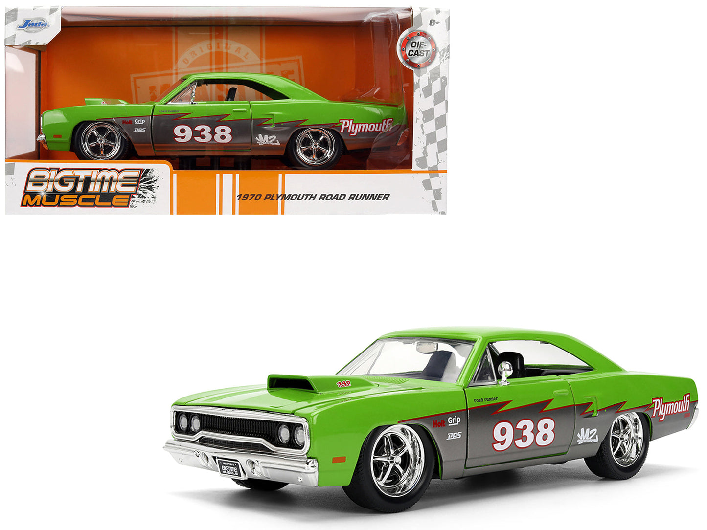 1970 Plymouth Road Runner #938 Green and Gray Metallic "Bigtime Muscle" Series 1/24 Diecast Model Car