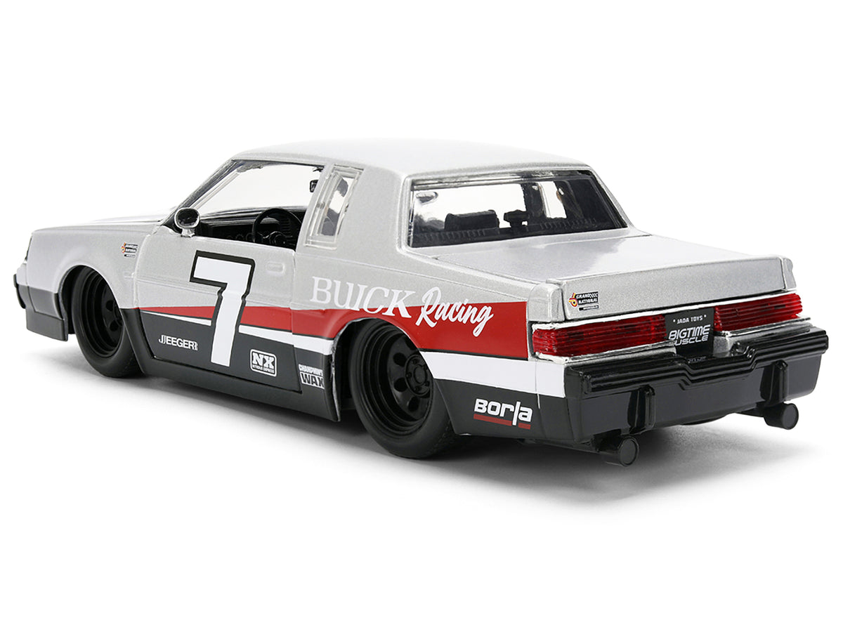 1987 Buick Grand National #7 "Buick Racing" Matt Silver Metallic with Red and Black Stripes "Bigtime Muscle" Series 1/24 Diecast Model