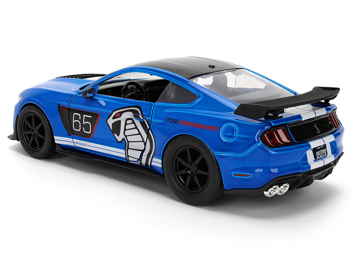 2020 Ford Mustang Shelby GT500 #65 "Ford Performance" Blue with Black Top and White Stripes "Bigtime Muscle" Series 1/24 Diecast Model Car