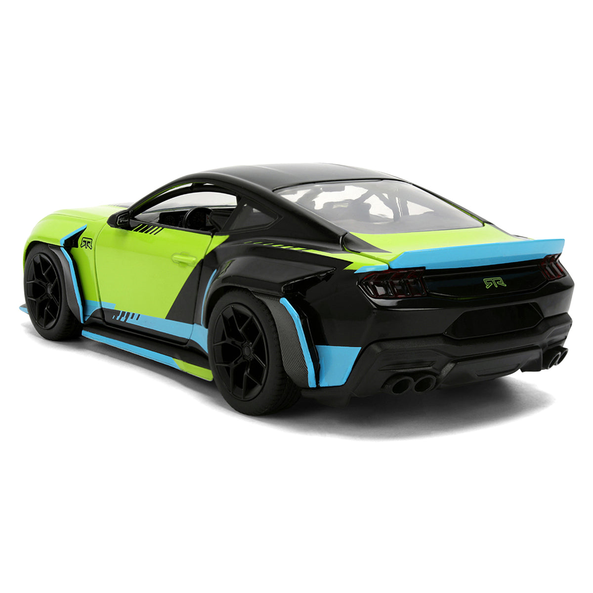 2026 Ford Mustang RTR Spec 5-D Lime Green with Black Top and Graphics "Hyper-Spec" Series 1/24 Diecast Model Car