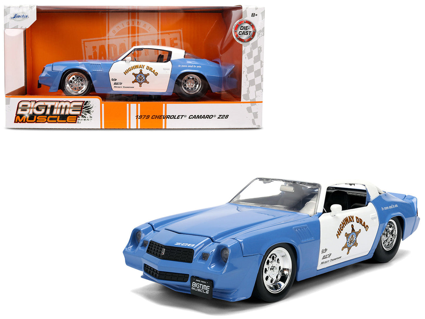 1979 Chevrolet Camaro Z28 Police "Highway Drag" Blue and White "Bigtime Muscle" Series 1/24 Diecast Model Car