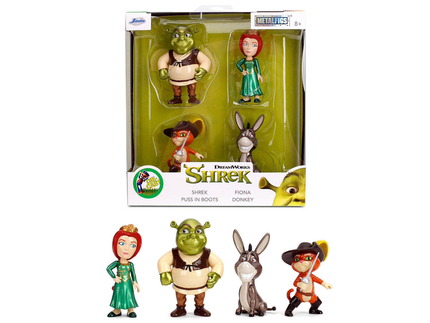 Set of 4 Diecast Figures "Shrek" (2001) Movie "Metalfigs" Series