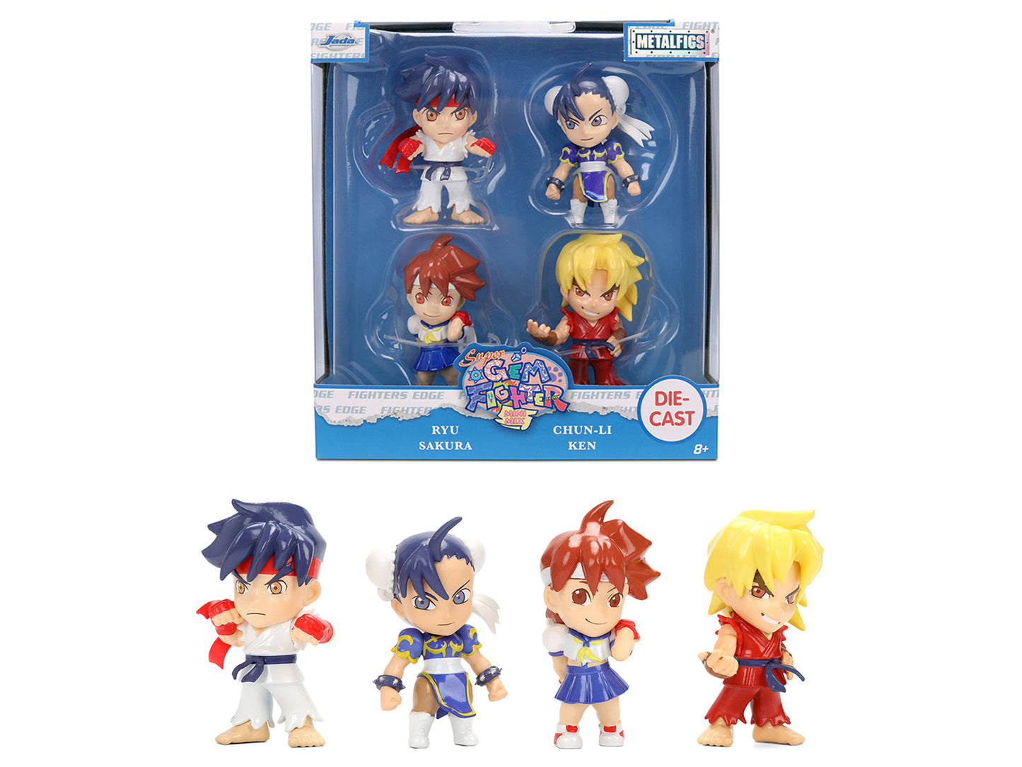 Set of 4 Diecast Figures "Super Gem Fighter Mini Mix" (1997) Video Game "Metalfigs" Series Diecast Models