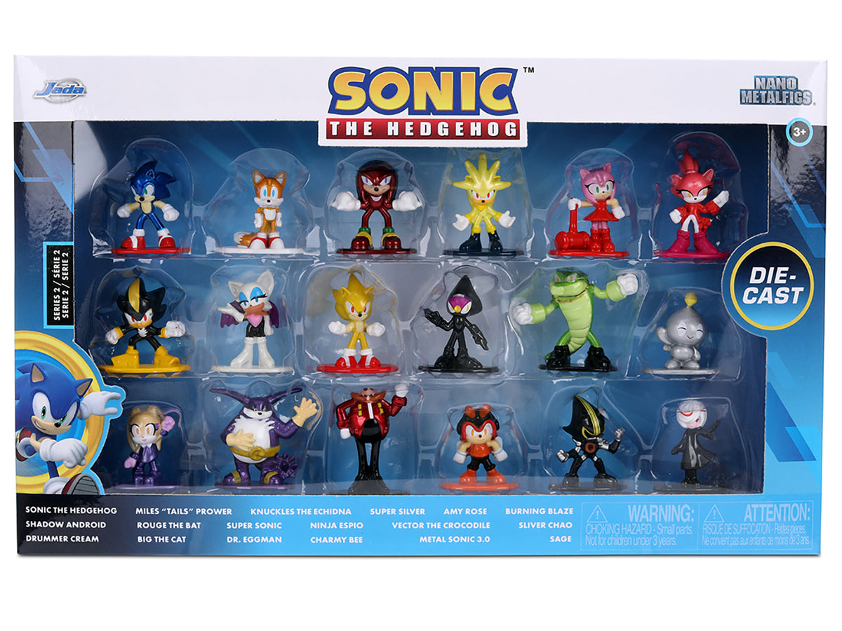 "Sonic The Hedgehog" Set of 18 Diecast Figures Wave 2 "Nano Metalfigs" Series Diecast Models