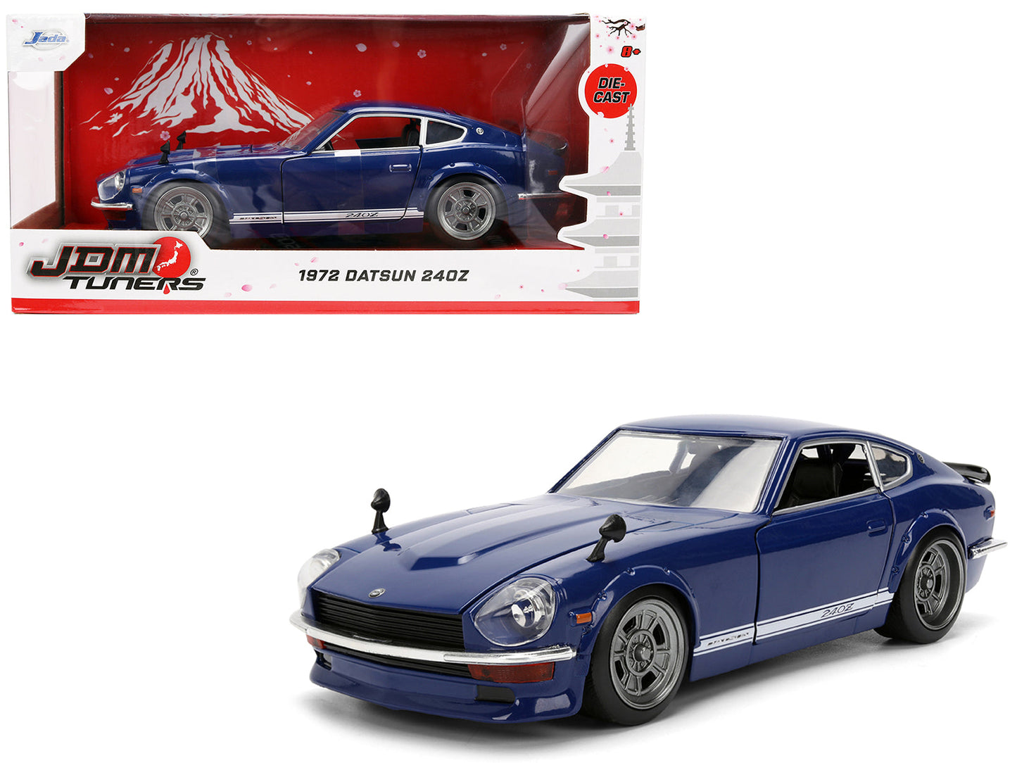 1972 Datsun 240Z Blue with White Stripes "JDM Tuners" Series 1/24 Diecast Model Car
