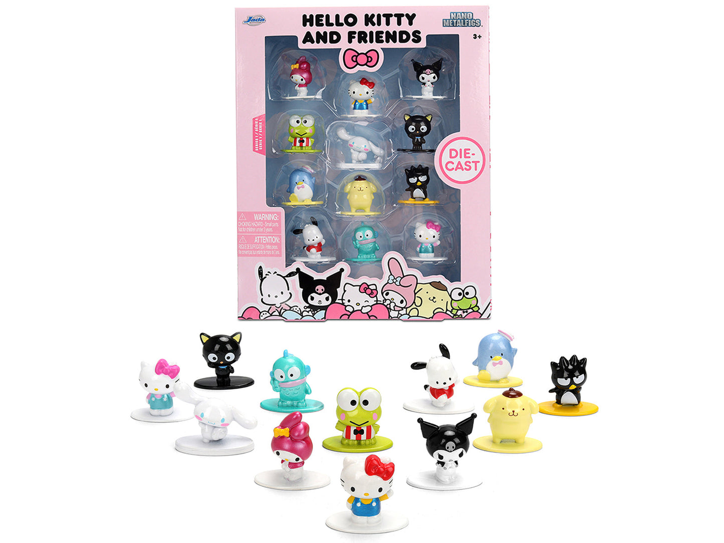 Set of 12 Diecast Figures "Hello Kitty and Friends" Franchise "Nano Metalfigs" Series Diecast Models