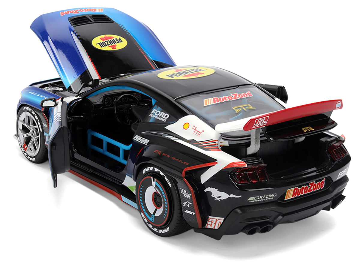 Ford Mustang RTR #130 James Deane "AutoZone" "Formula Drift PRO Championship" (2025) with Lights "RTR Vehicles" Series 1/24 Diecast Model Car