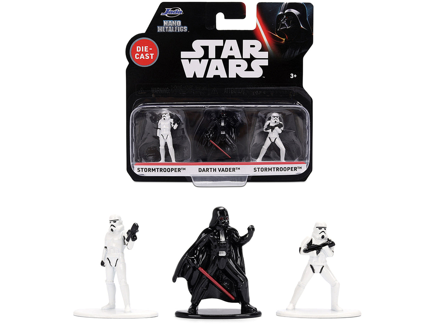 Set of 3 Diecast Figures "Star Wars" Movie Franchise "Nano Metalfigs" Series Diecast Models