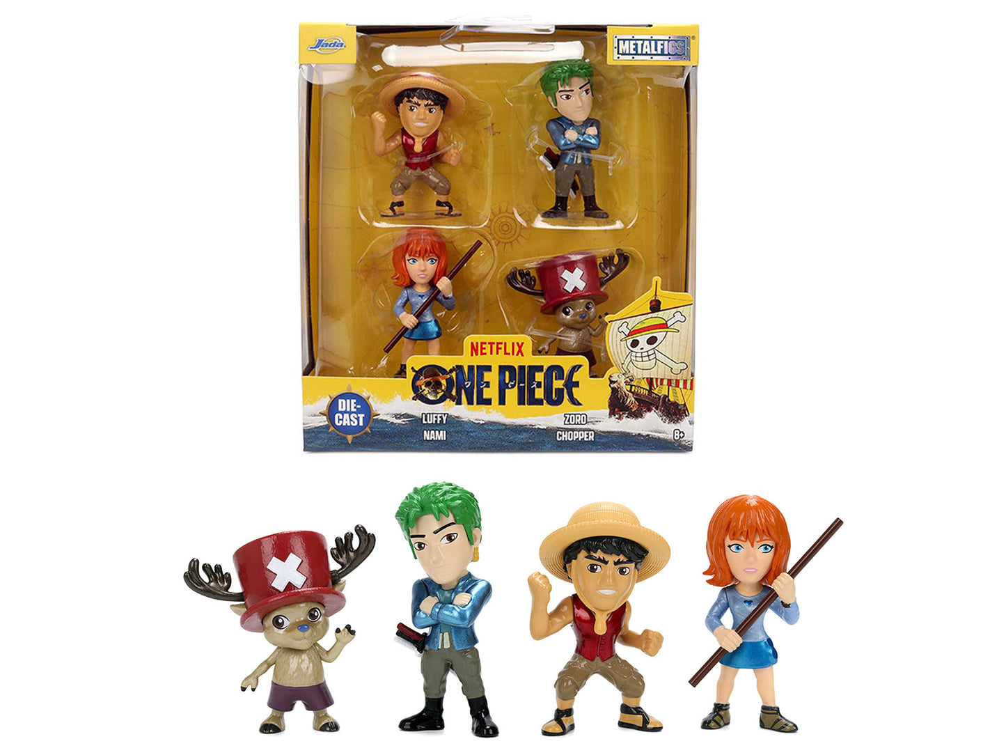 Set of 4 Diecast Figures "One Piece" (2023-Current) TV Series "Metalfigs" Series Diecast Models