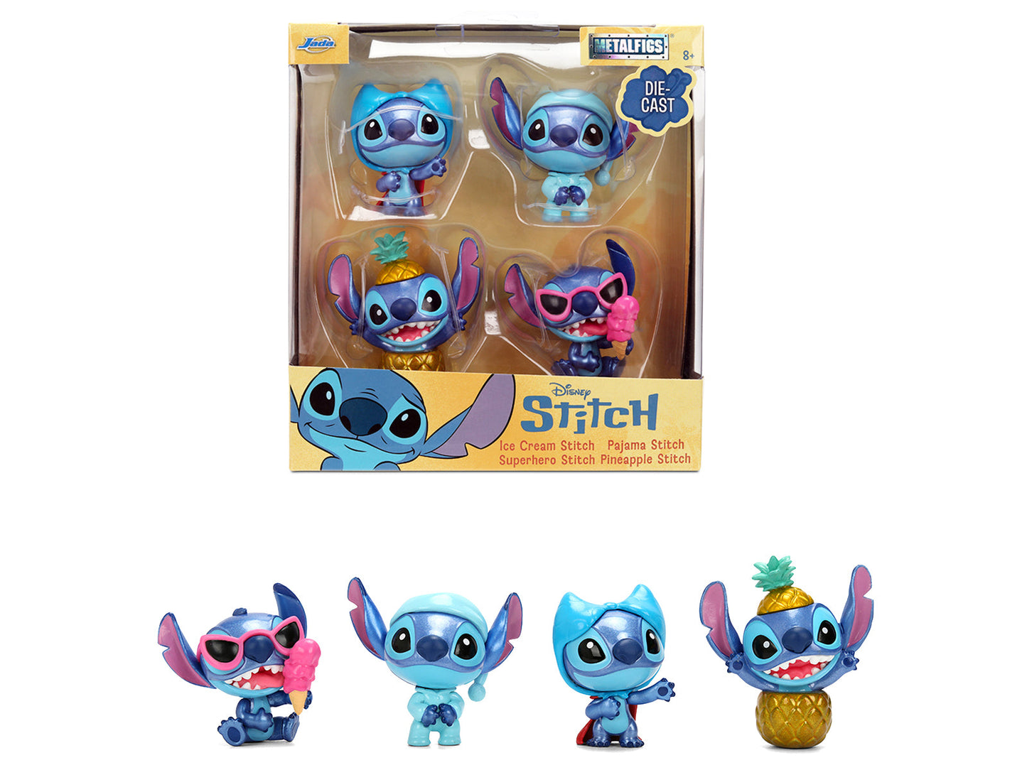 Set of 4 Diecast Figures "Disney's Stitch" Wave #3 "Metalfigs" Series Diecast Models