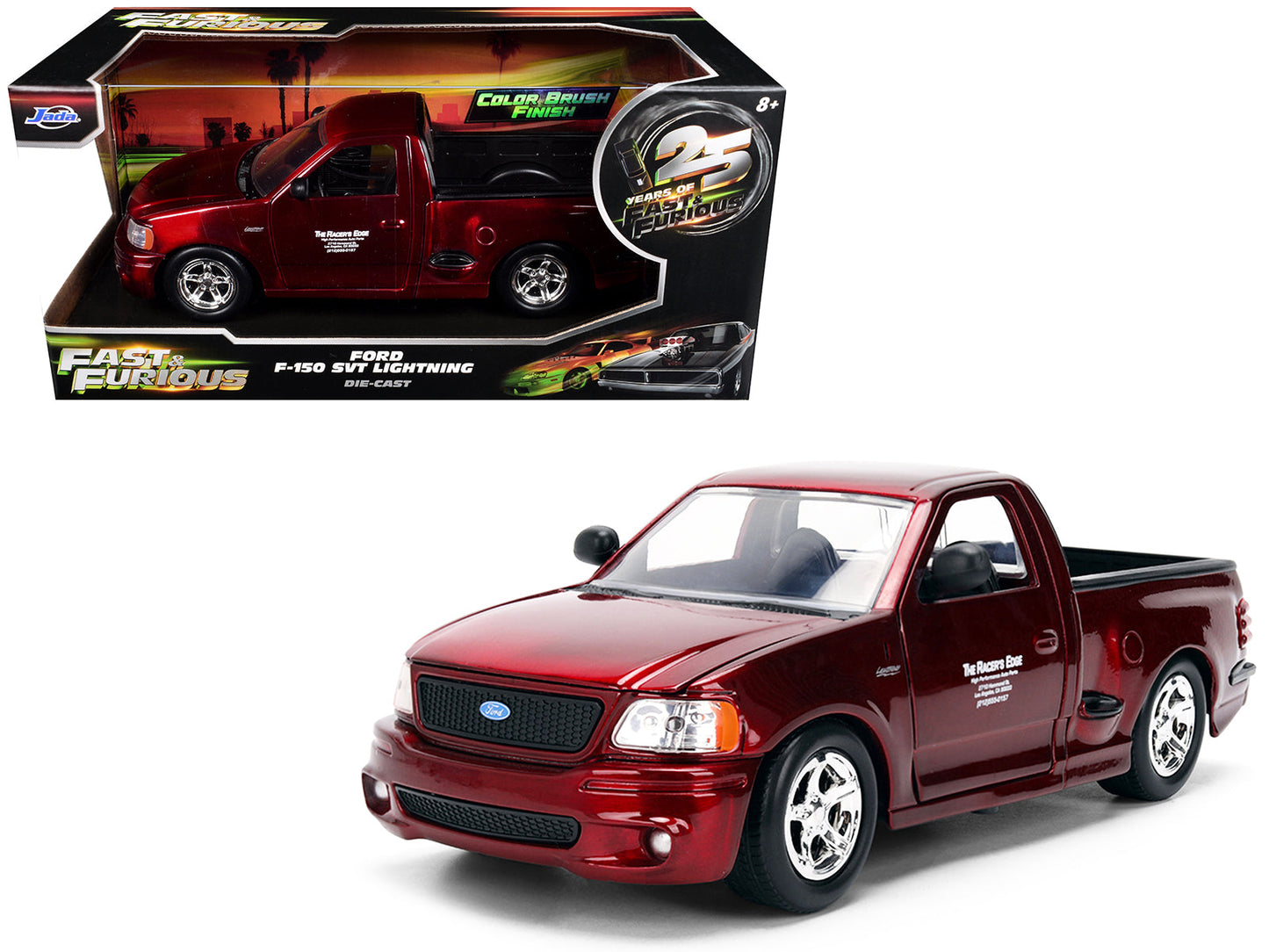 Ford F-150 SVT Lightning Pickup Truck Red Color Brush Finish "The Fast and the Furious" (2001) Movie "25 Years of Fast & Furious" Series 1/24 Diecast Model Car