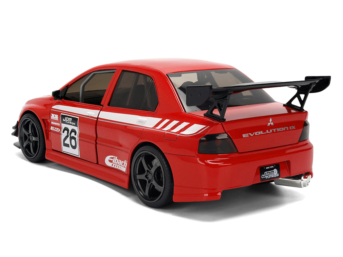 2006 Mitsubishi Lancer Evolution IX RHD (Right Hand Drive) #26 Red with White Graphics "JDM Tuners" Series 1/24 Diecast Model Car