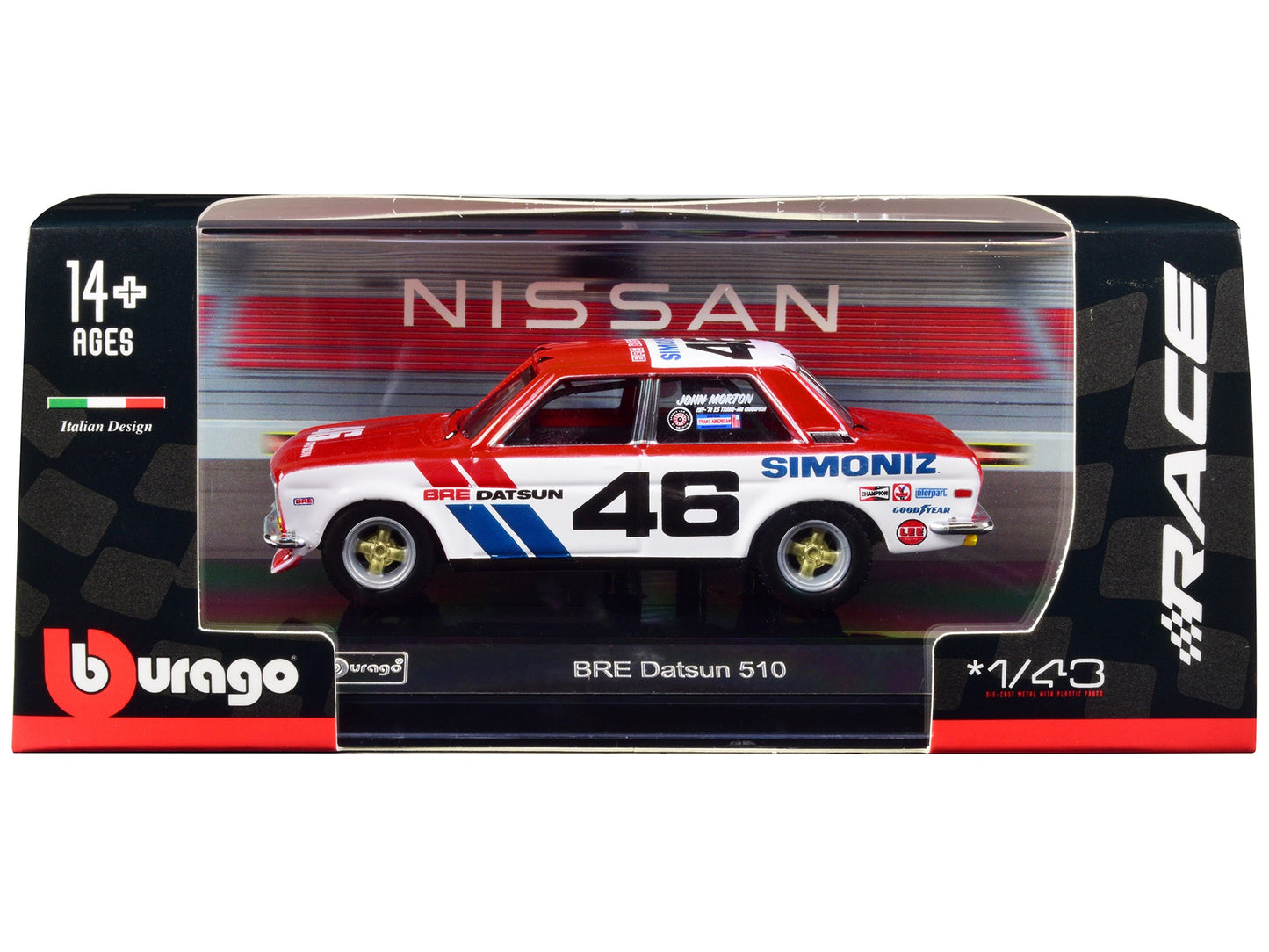 Datsun 510 #46 John Morton Red and White "BRE (Brock Racing Enterprises)" "Race" Series 1/43 Diecast Model Car