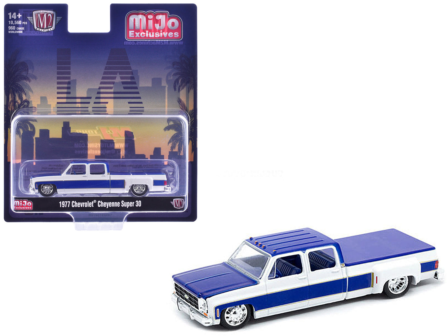 1977 Chevrolet Cheyenne Super 30 Pickup Truck White and Blue "LA" Limited Edition to 10560 pieces Worldwide 1/64 Diecast Model Car