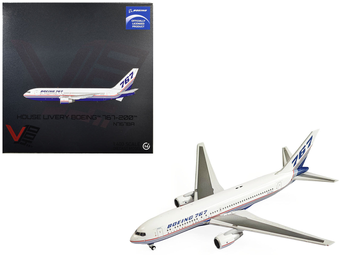 Boeing 767-200 Commercial Aircraft "Boeing House Livery" (N767BA) White with Blue and Red Stripes 1/400 Diecast Model