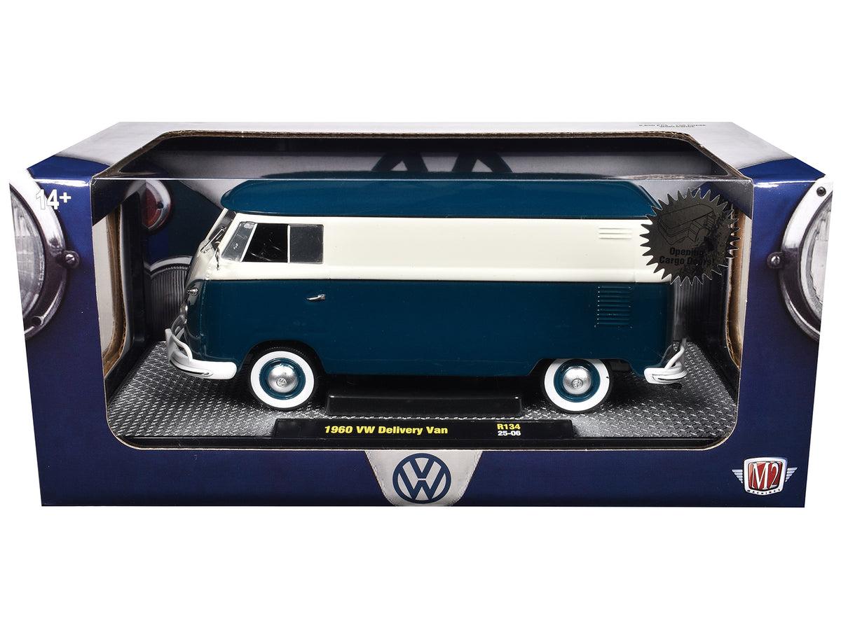 1960 Volkswagen Delivery Van Blue and White Limited Edition to 6650 pieces Worldwide 1/24 Diecast Model Car