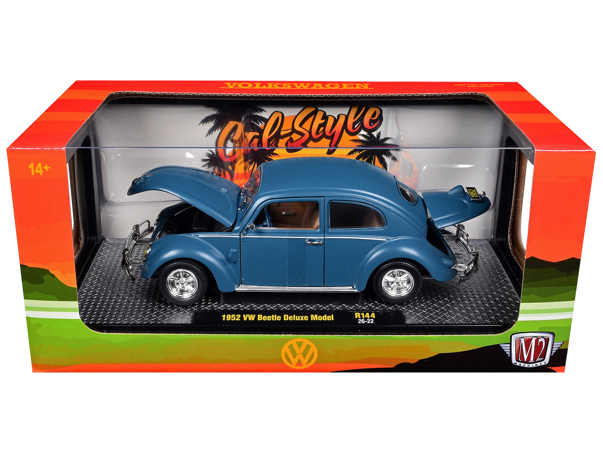 1952 Volkswagen Beetle Deluxe Model Matt Blue Limited Edition to 4850 pieces Worldwide 1/24 Diecast Model Car