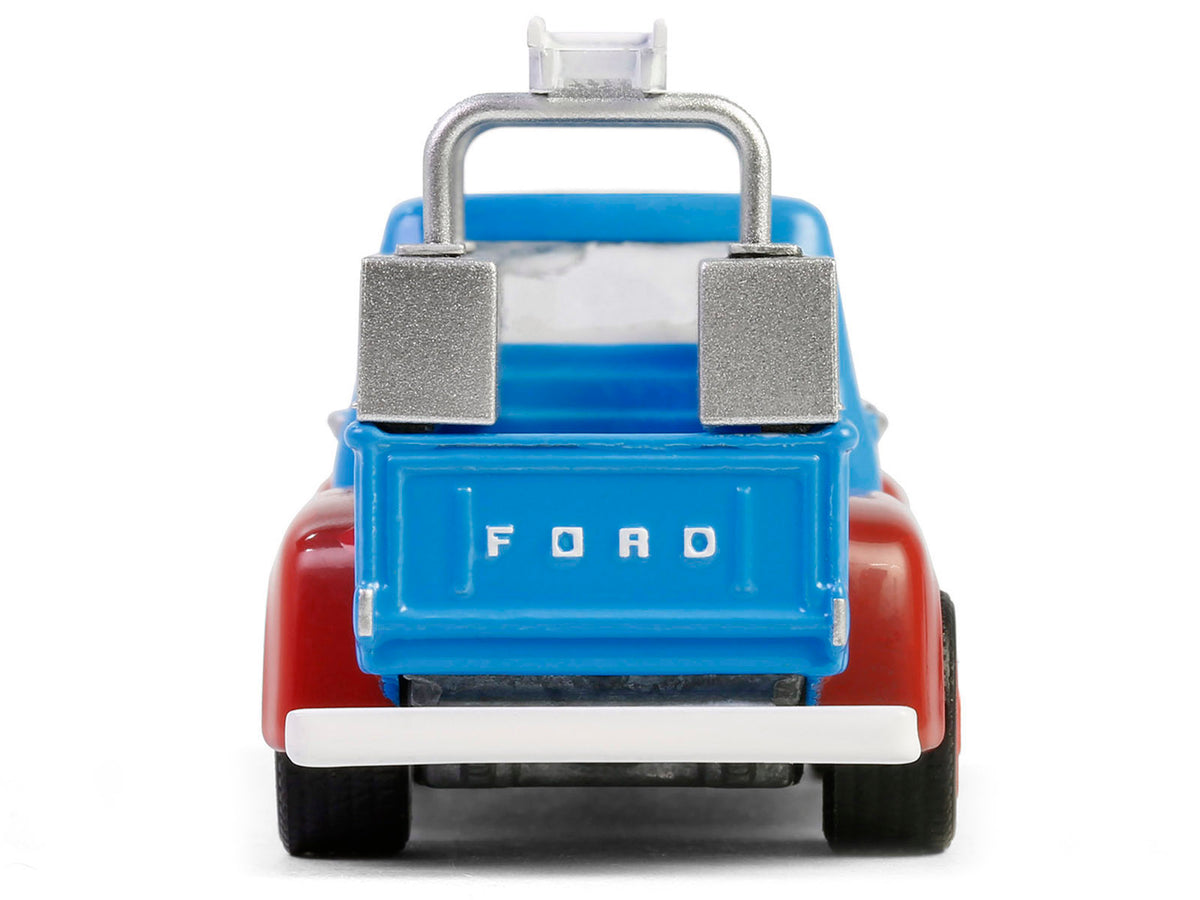 1956 Ford F-100 Pickup Truck with Tool Boxes and Ladders "Chevron" Blue and Red "Chevron Special Edition" Series 1 1/64 Diecast Model Car