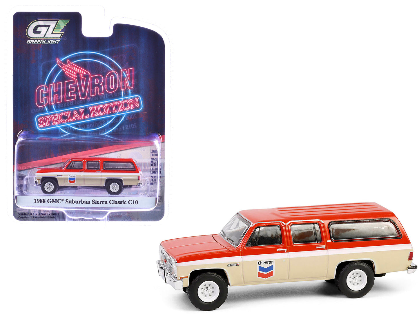 1988 GMC Suburban Sierra Classic C10 "Chevron" Orange and Beige with White Stripes "Chevron Special Edition" Series 1 1/64 Diecast Model Car