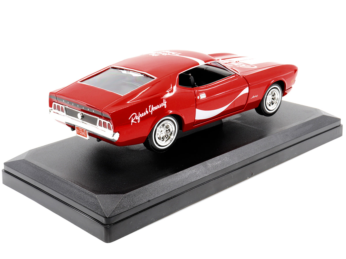 1971 Ford Mustang Sportsroof Red with White Stripes "Refresh Yourself - Coca-Cola" 1/24 Diecast Model Car