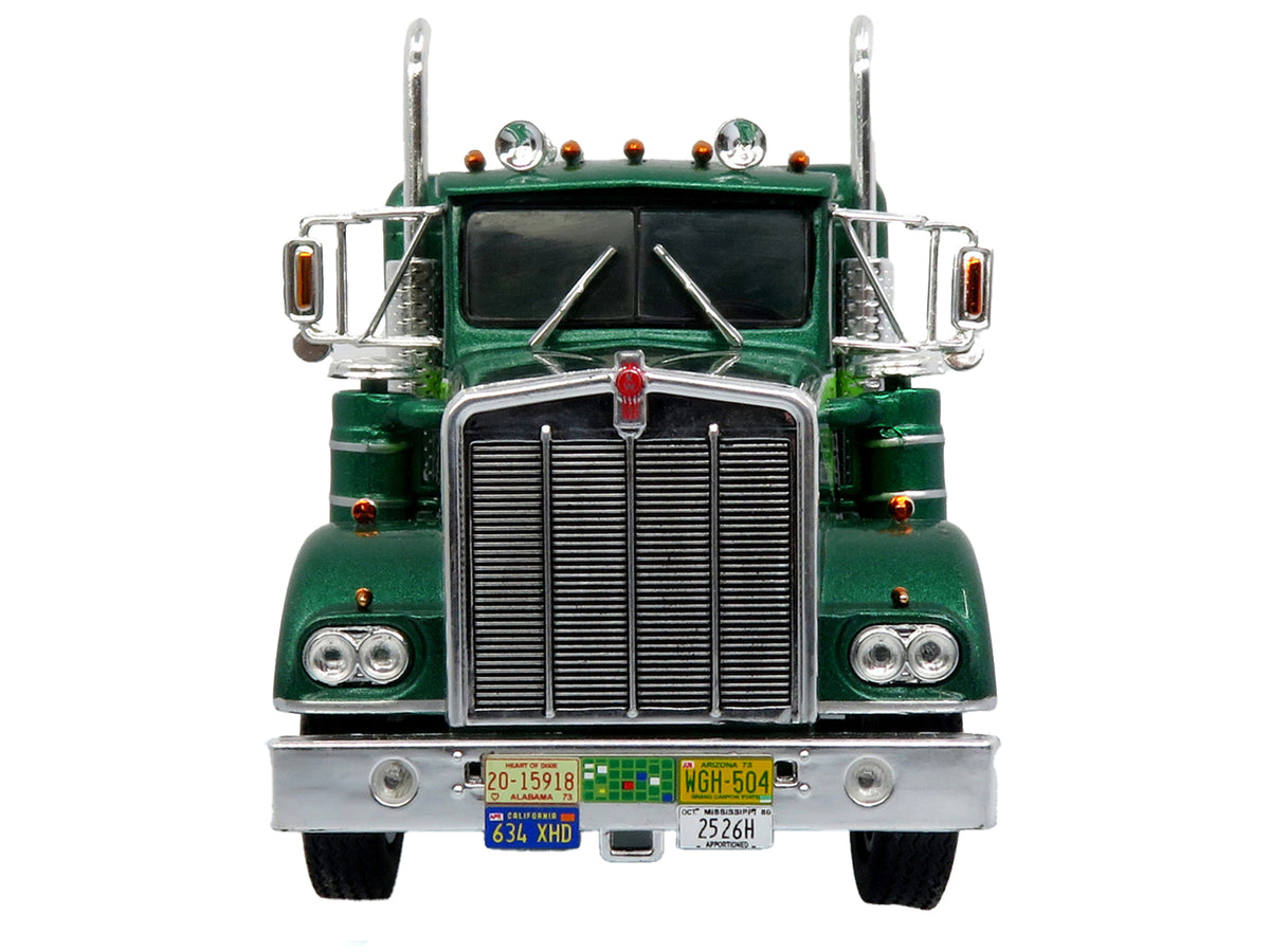 1976 Kenworth W900A Tractor with Dry Goods Trailer Green Metallic with Light Green Graphics "Vintage Heavy Haul Truck Collection" 1/43 Diecast Model