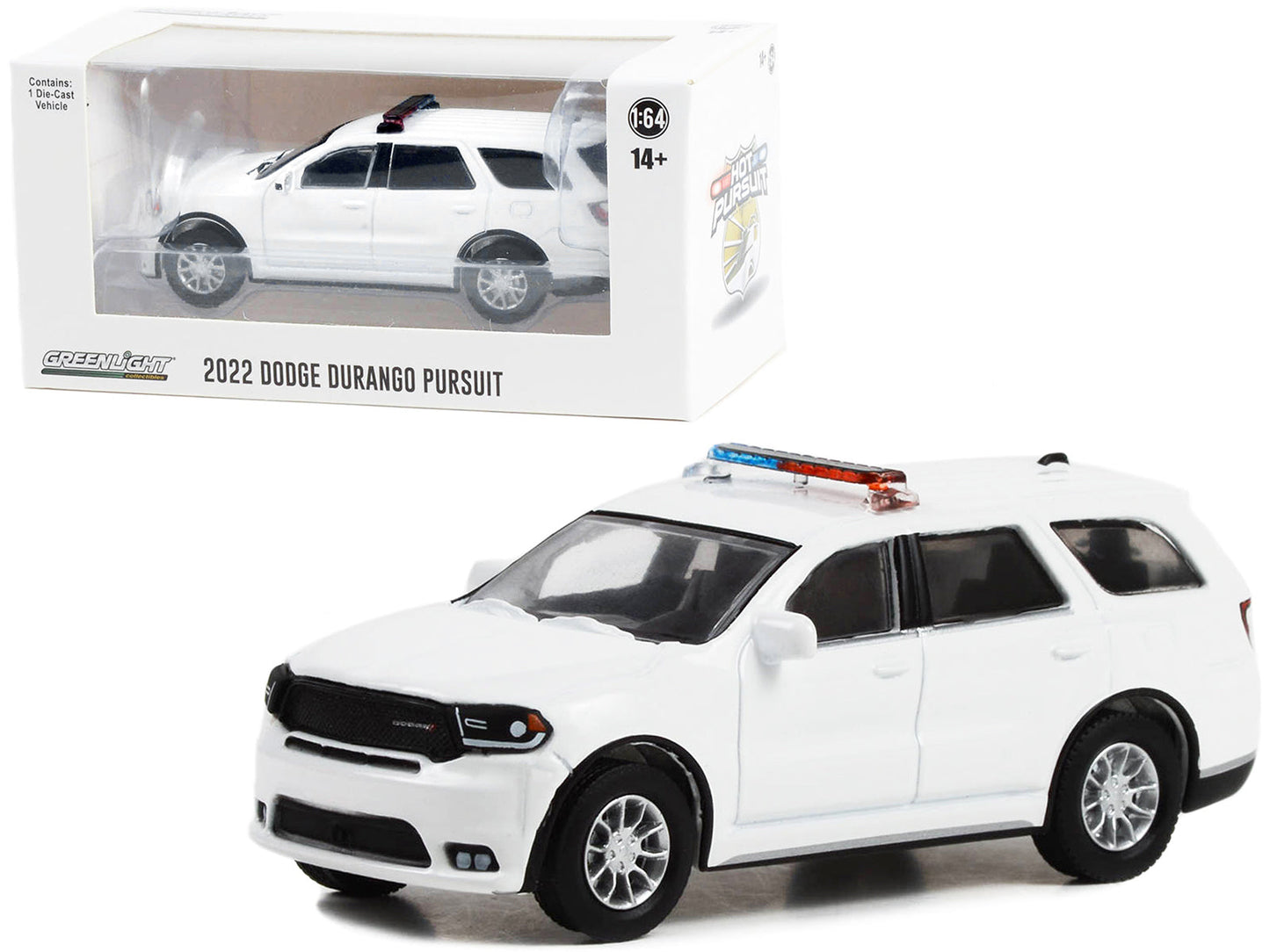2022 Dodge Durango Pursuit Police Car with Lights White "Hot Pursuit" "Hobby Exclusive" Series 1/64 Diecast Model Car
