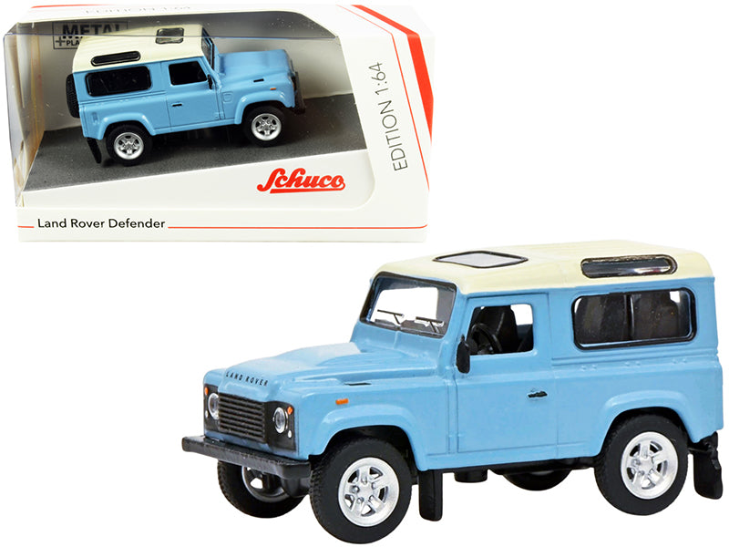 Land Rover Defender Light Blue with Cream Top 1/64 Diecast Model Car