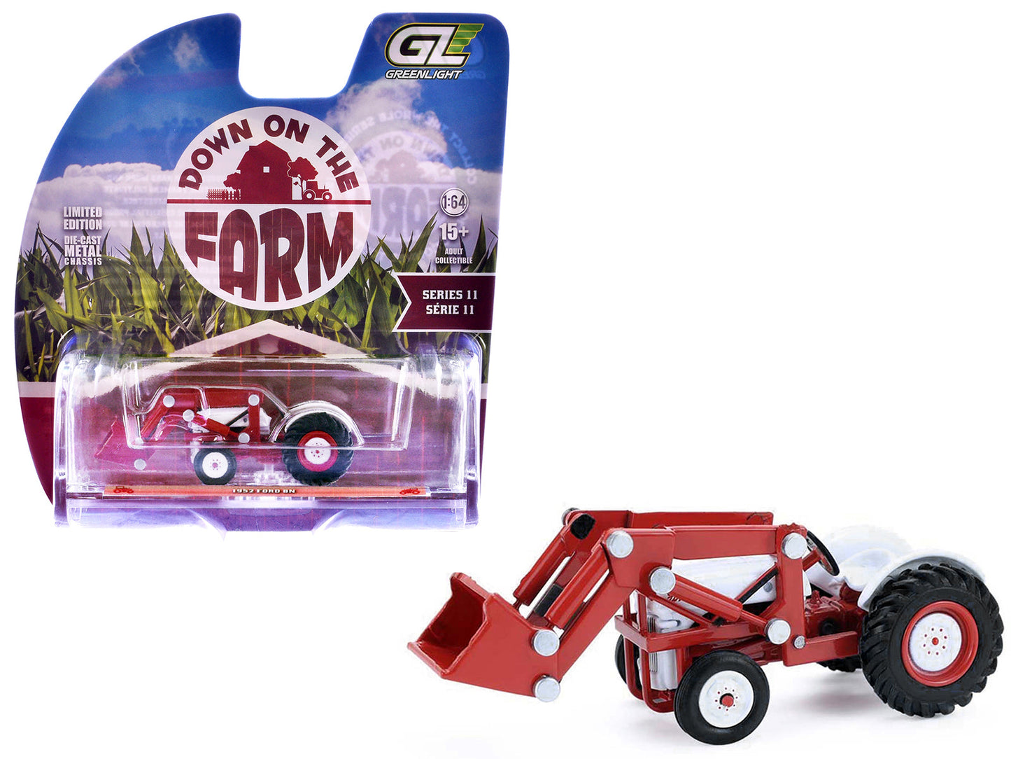 1952 Ford 8N Tractor Red and White "Down on the Farm" Series 11 1/64 Diecast Model
