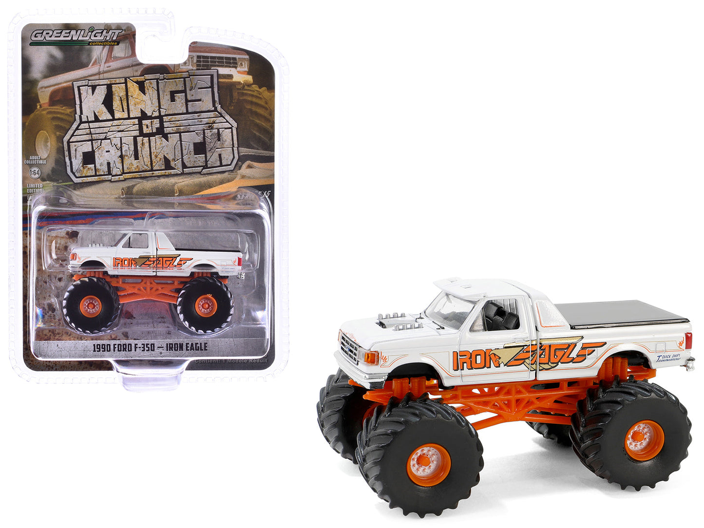 1990 Ford F-350 Monster Truck White "Iron Eagle" "Kings of Crunch" Series 15 1/64 Diecast Model Car