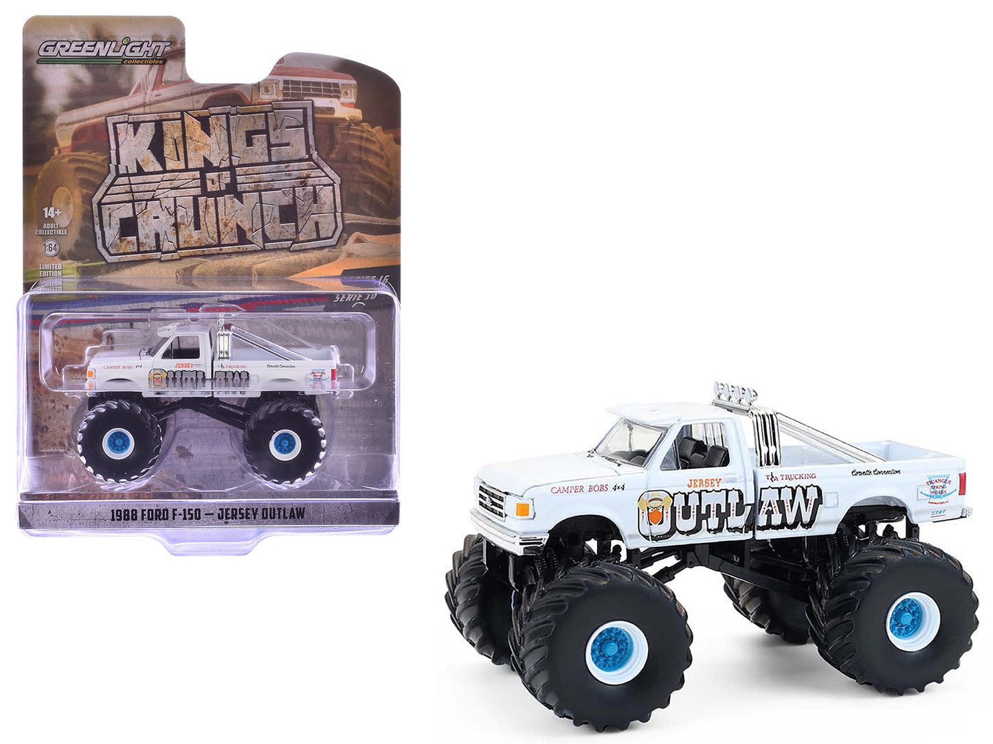 1988 Ford F-150 Monster Truck "Jersey Outlaw" White "Kings of Crunch" Series 16 1/64 Diecast Model Car