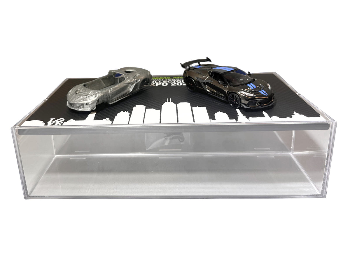 2025 Chevrolet Corvette C8 ZR1 Black with Blue Stripes with Raw Casting Dual Pack "2025 Greenlight Waltersons Collector's Expo Exclusive" 1/64 Diecast Model Car