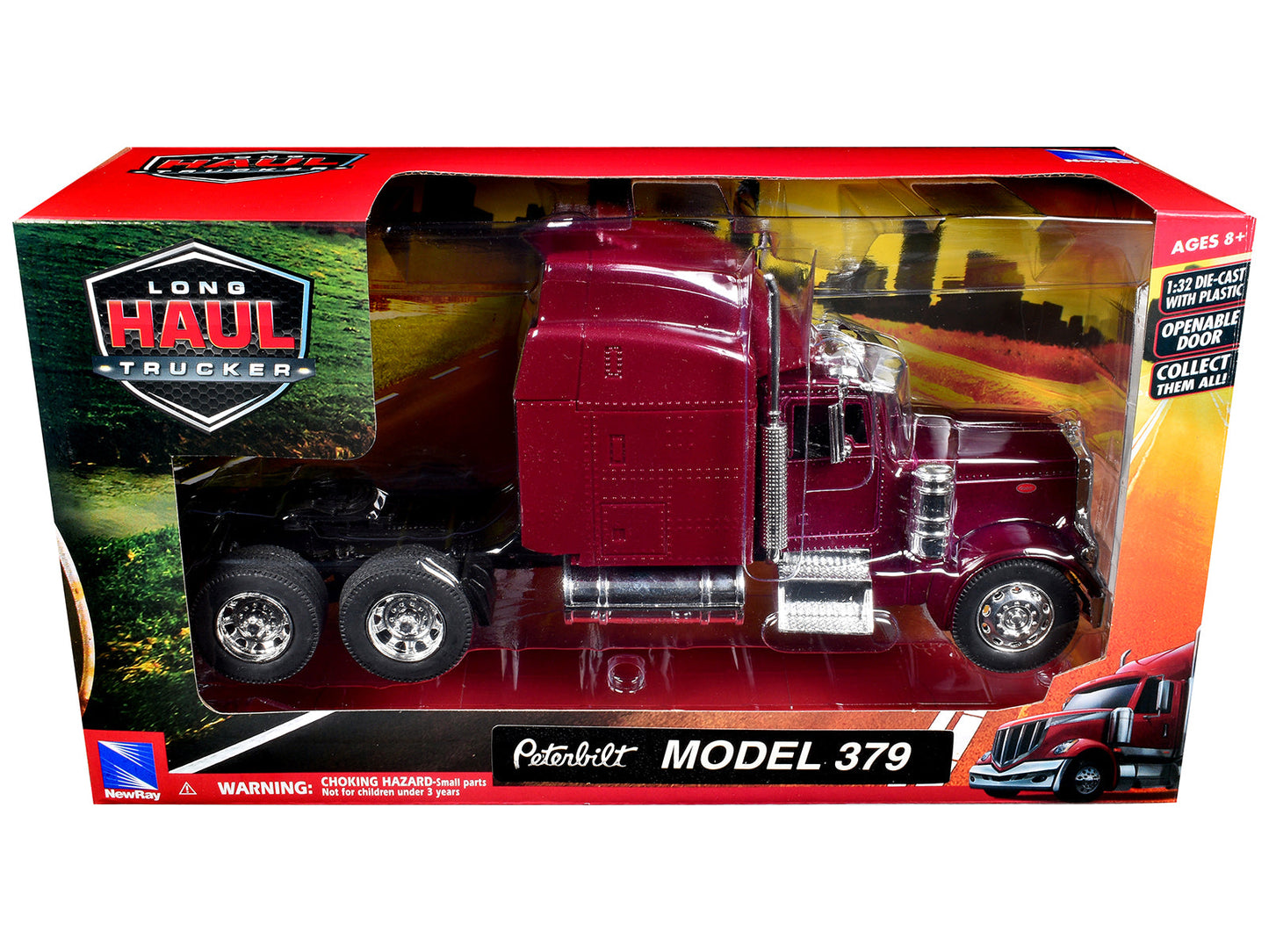 Peterbilt 379 Truck Tractor Burgundy Metallic "Long Haul Trucker" Series 1/32 Diecast Model