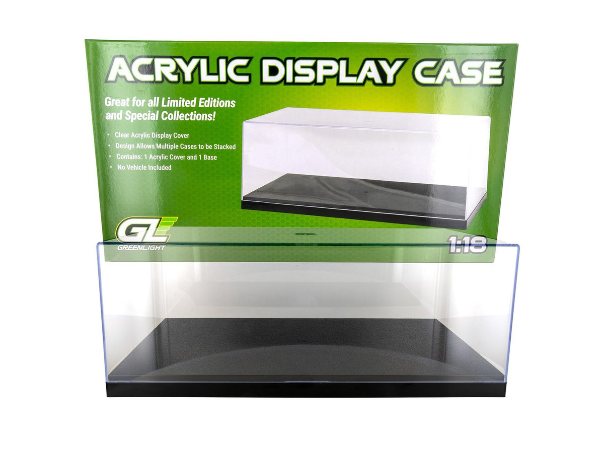 Acrylic Display Case for 1/18-1/24 Scale Model Cars with Black Plastic Base (Replaces Greenlight 55020)