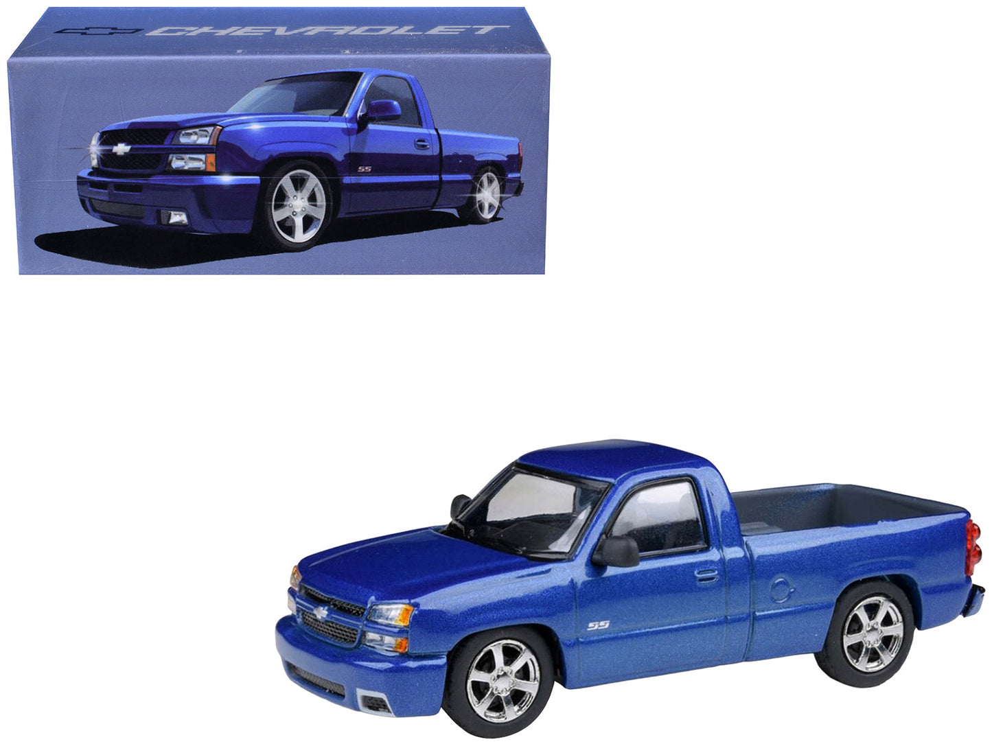 2006 Chevrolet Silverado 'Cateye' Pickup Truck Ming Blue Metallic 1/64 Diecast Model Car