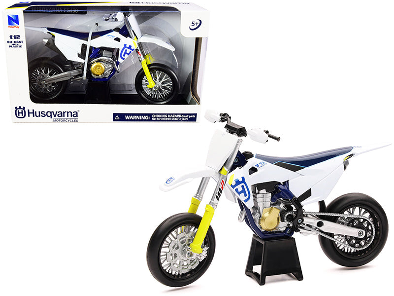 Husqvarna FS450 White and Blue 1/12 Diecast Motorcycle Model