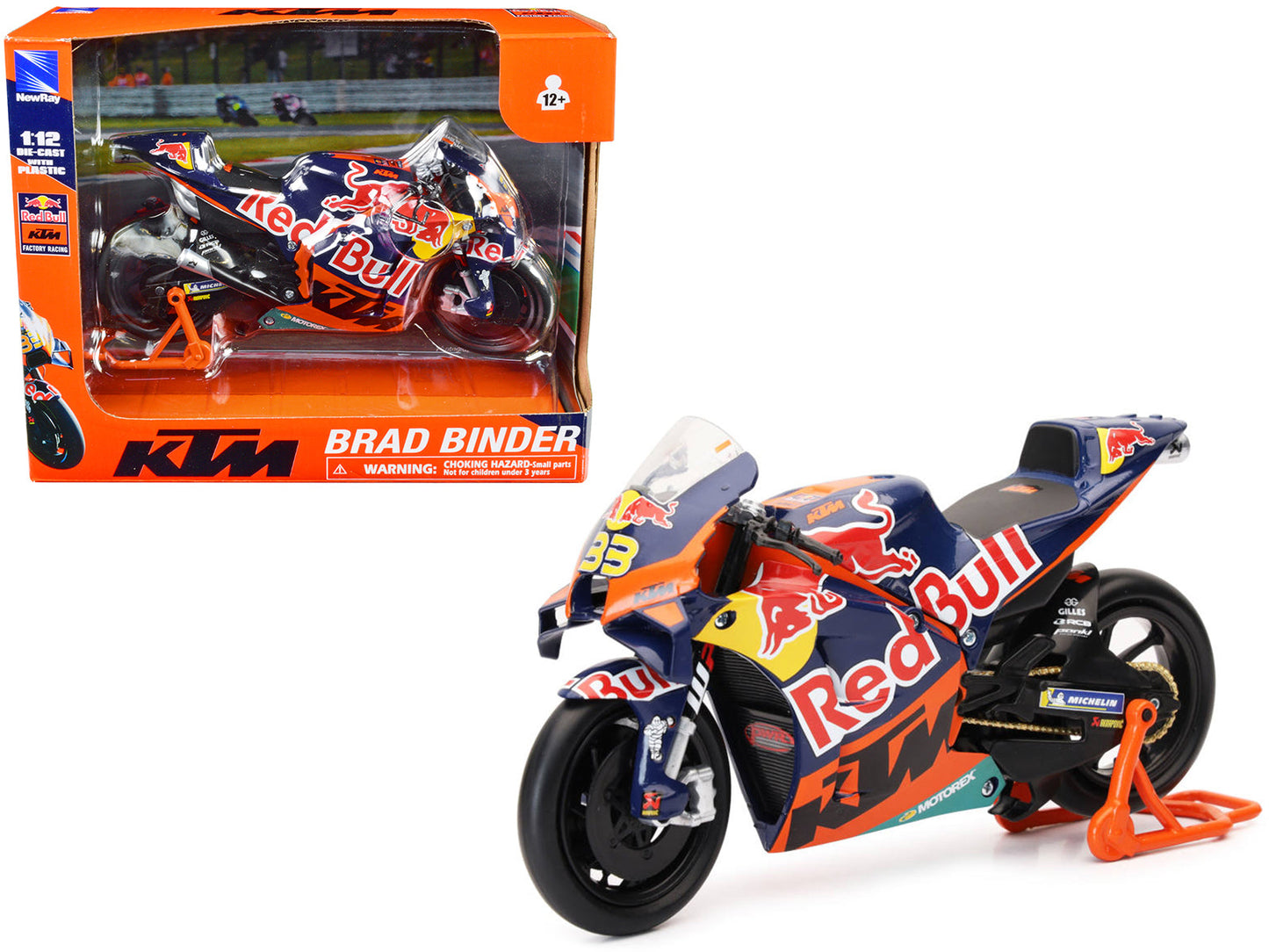 KTM RC16 Motorcycle #33 Brad Binder MotoGP "Red Bull KTM Factory Racing" 1/12 Diecast Model