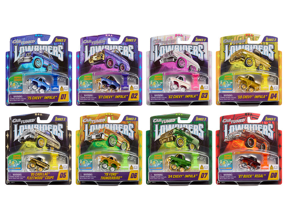 "Lowriders Show Glow" Series 3 Set of 8 Pieces Diecast Model Cars